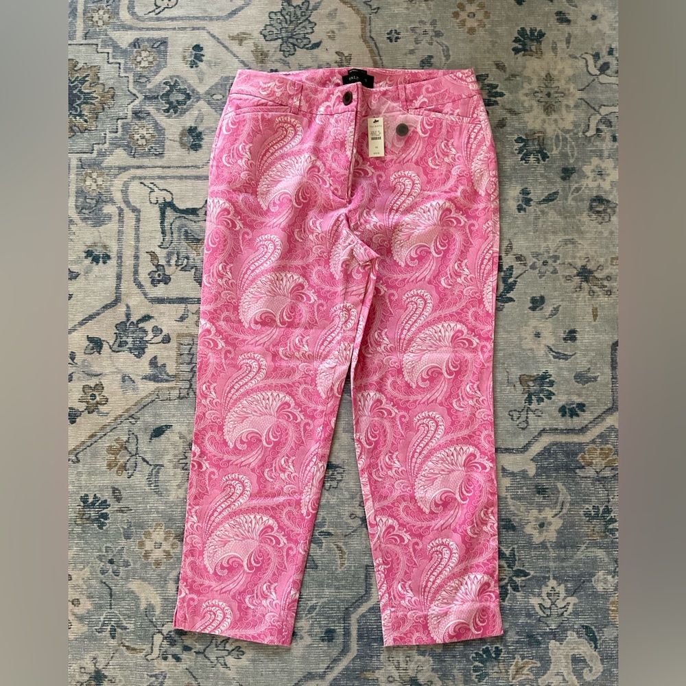 Talbots women’s pink patterned cropped pants 10 NWT
